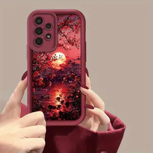 Plum Blossom Landscape Pattern Phone Case for Galaxy A01/A02S/A03/A03s/A05/A10s/A11/A12/A13/5G/A14 4G/A15 4G/A20s/A21s/A22/A23/A30s/A31/A32/A34/A50/A51/A52/A52s 5G/A53 5G/A54 5G/S21/S22 5G/S22+ 5G/S22 Ultra 5G/S23/S23+ TPU Shockproof Soft Cover