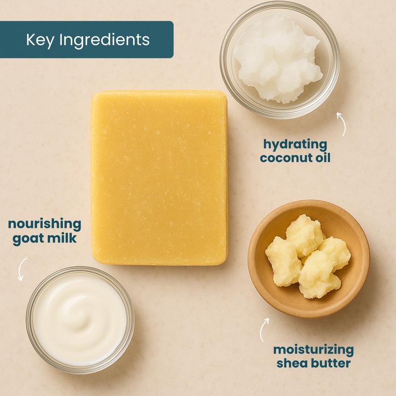 Cherry Almond Honey Oatmeal Lavender Goat Milk Soap | Way Natural | 3 Large 5 oz Bars | 100% REAL RAW GOAT MILK | Moisturizing Hand & Body Natural Soap | Nourishing and Long Lasting | Made is USA