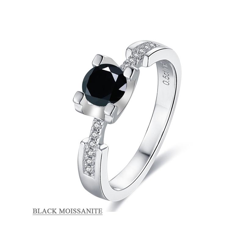 0.5 Carat Moissanite Engagement Ring Sterling Silver 925 Prong Setting Classic Solitaire Ring for Women,Light Luxury Bridal Jewelry Valentines Day Gift Proposal Present For Her