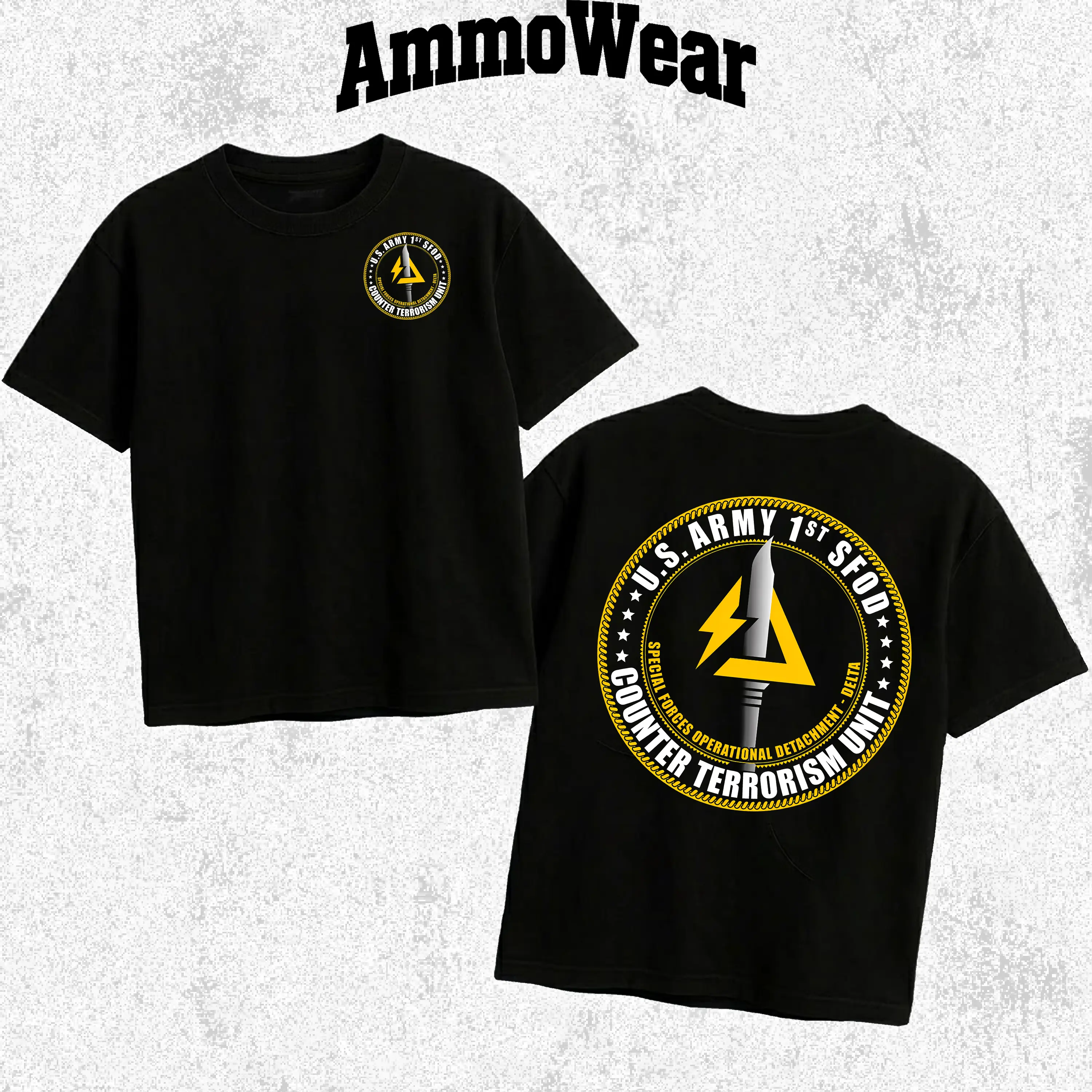 U.S. Army 1st SFOD Delta Force Graphic Tee, Counter Terrorism Unit T-Shirt, Special Forces Operational Detachment Veteran Apparel, Unisex Casual Black Short Sleeve Everyday Shirt, Tactical Military Supporter Gear