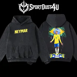 SportDust4U Retro Vintage Limited Edition Neymar Jr. Brazil Unisex T-Shirt & Hoodie 100% Premium Cotton 230gsm Heavyweight Pre-Washed