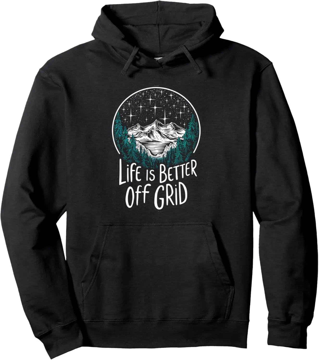 Funny Camping Hippy Simple Living Pullover Hoodie