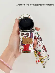 Mini Vintage Coin Purse with Scarf Decoration, Zipper Portable Lipstick Bag, Detachable Wristlet Pouch, Classic Style Travel Wallet for All Seasons, Vintage Chic Purse