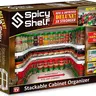 Spicy Shelf Deluxe Adjustable 2-Layer Plastic Cabinet-Rack Kitchen Accessory - 5x Stronger Expandable Racks, Slide Rubber Features, Adjustable Height and Width, Multiple Sizes & Installation Types, Fits Any Cabinet, Kitchen Seasoning Space Saver