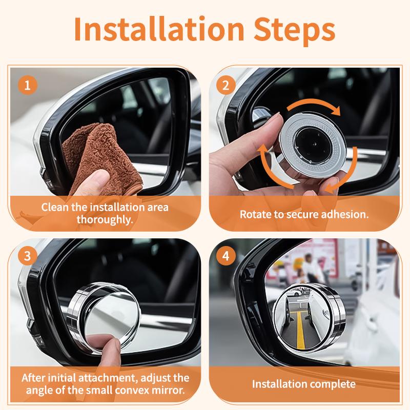 2PCS Wide Angle Car Blind Spot Mirror for SUV Trucks Safety, Universal 360° Adjustable Rearview Side Mirror