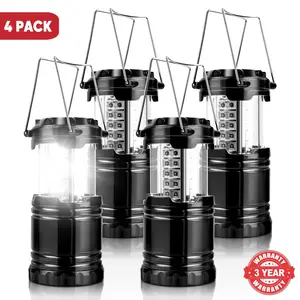 4 Pack LED Camping Lanterns, High Brightness Lamp, Collapsible Battery Powered Emergency Survival Lights for Camping essentials, Outdoor Gear, Tents
