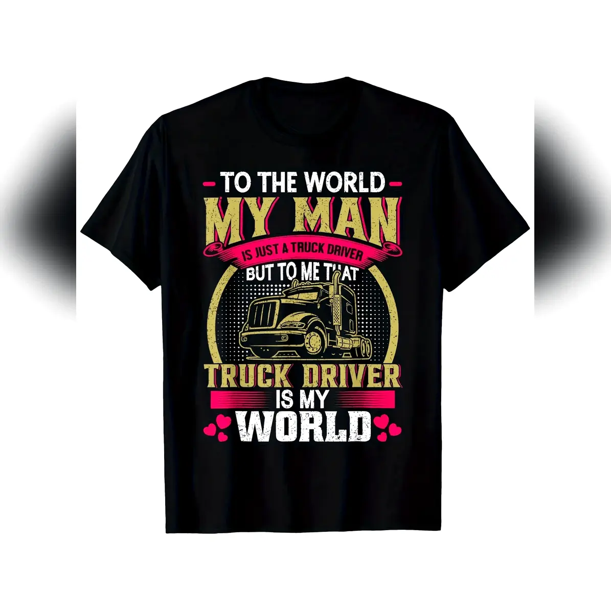 Menswear Short-Sleeve Casual Tops - Love Being A Trucker Graphic Tee, 100% Cotton Retro Semi-Truck & Trailer Design, Truck Driver Wife Gift, All-Season Fit, Shortsleeve