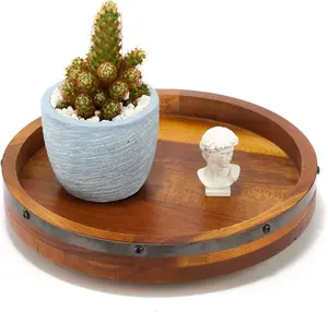 Acacia Wood Lazy Susan - 10 Inch Decorative Turntable for Table, Kitchen Organizer, 360 Degree Countertop or Centerpieces GOVOKOI