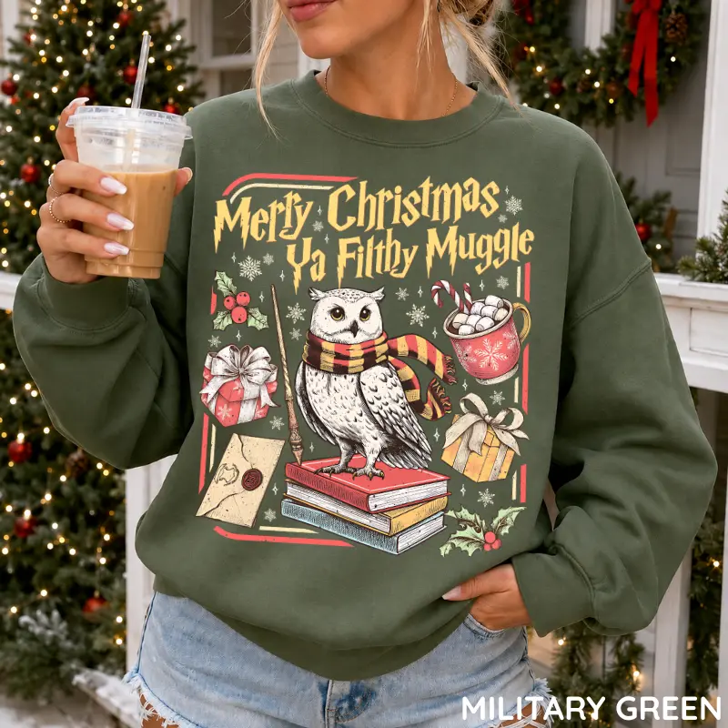 Merry Christmas Ya Filthy Sweatshirt, Vintage Retro Wizard Christmas Sweatshirt, Funny Holiday Pullover, Nostalgic Christmas Sweater, Cozy Wizard Fan Gift