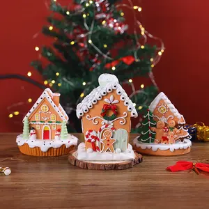 Christmas Candy Village Decorations, Cute Gingerbread Family Figurines, Christmas Ice Cream Snow House Miniature Houses, Holiday Gift Ideas