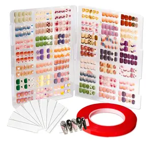 Nails Storage Box, Empty Press on Nails Packaging Box Set with 10m Double-sided Adhesive Tape and 50 Arcylic Nail Display Stand Can Be Used to Store and Store Personal Items (Large Box)