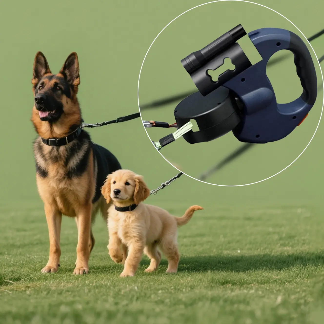 2025 Edition - 2 Dog Retractable Leash - No Tangle Engineering Each Dog 25 lb up to 10 ft Distance. Lock and Unlock Easily. Reflective Webbing.