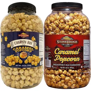 Stonehedge Farms Gourmet Popcorn Barrel Variety Pack - 32 Ounces Each - Two Pack (Cinnamon Bun + Caramel)