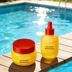 EQQUALBERRY Vitamin Illuminating Serum & Cream Set - Vitamin C & Niacinamide | Targets Dark Spots | Strengthens Skin Barrier with Ceramides | Glowy, Lightweight Hydration