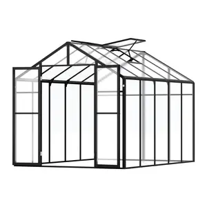 VEVOR Polycarbonate Greenhouse, 8 x 10 Ft, Outdoor Greenhouse with 2 Vent Windows, Pavilion Styled Greenhouse with Hinged Door, Aluminum Large Walk-in Greenhouse Kit for Outside Garden Backyard
