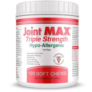 Joint MAX Triple Strength Soft Chews for Dogs - Hip Joint Supplement with Glucosamine, Chondroitin & MSM - 120 Chews