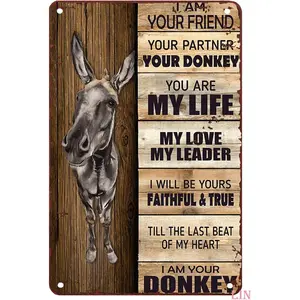 Metal Tin Sign - Tin Signs for Garage The Donkey I am Your Friend Your Partner Your Donkey Tin Sign Chic Art Wall Metal Decorations Funny Iron Plaque Signs Gift for Living Room 8x12 inch