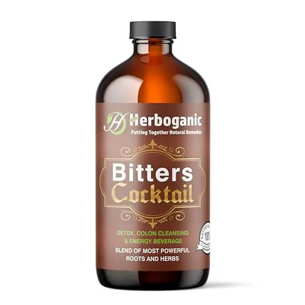 HERBOGANIC Cocktail Living Bitter 16oz - Natural Blend of Seamoss, Garlic, Black seed and Bitter Melon to support cholesterol levels and detoxification