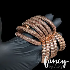 Fancy Wires Pure Solid Copper Adjustable Bangles - Elegant Design & Adjustable Fit for Stylish Wearers