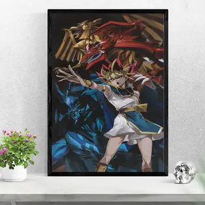 Pharaoh Atem with Egyptian God Cards Yu-Gi-Oh Anime Poster Wall Art Home Decor