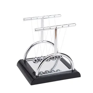 THY COLLECTIBLES Semicircle Newton's Cradle Balance Balls, 5.5 in Marble Collectible Figurine Desktop Statue with Mirror, Stainless Steel Kinetic Motion Desk Decoration for Home, Office