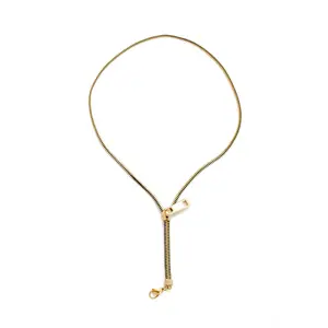Stainless Steel Zipper Chain Pendant Choker Necklace for Women Men Gold Color