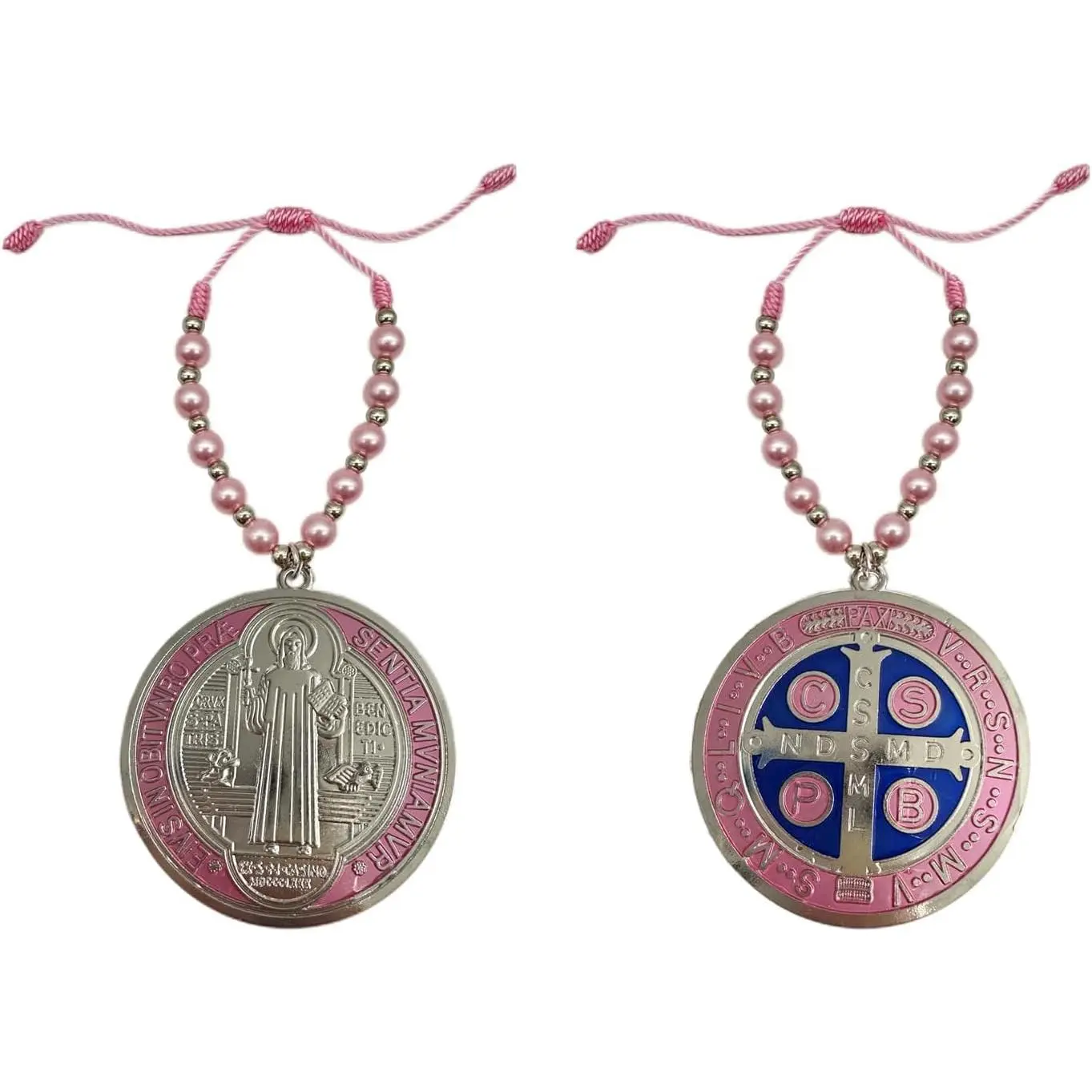 Catholic Escapularios Set of 2, Traditional Handmade Pendants with Engraved St. Benedict Medal, Golden Finish Protection Charm, Art, Religious