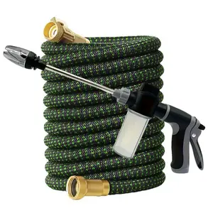 Retractable Magic Garden Hose - With High-Pressure Nozzle - Durable Rubber - 3-4inch US Standard Connector - Available in Various Lengths for Lawn Watering and Cleaning