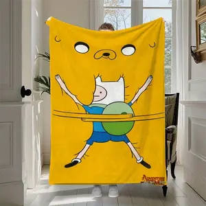 [Adventure Time Throw Blanket] Soft Adventure Time Cartoon Flannel Throw Blanket | Super Soft Flannel Blanket, an Ideal Gift For Children and Enthusiasts on Special Occasions. Perfect For Use at Home, Office, Outdoors and Parties.
