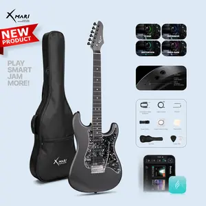 Xmari Smart Electric Guitar with Built-in DSP Effects, 4 Presets, USB-C OTG Recording, Headphone Output, Alnico Pickups w/Coil Split, Carbon Fiber Body, Gig Bag, Strap, Cable & Picks metronome tuning fork sounding stick  for beginner【no built-in amp】