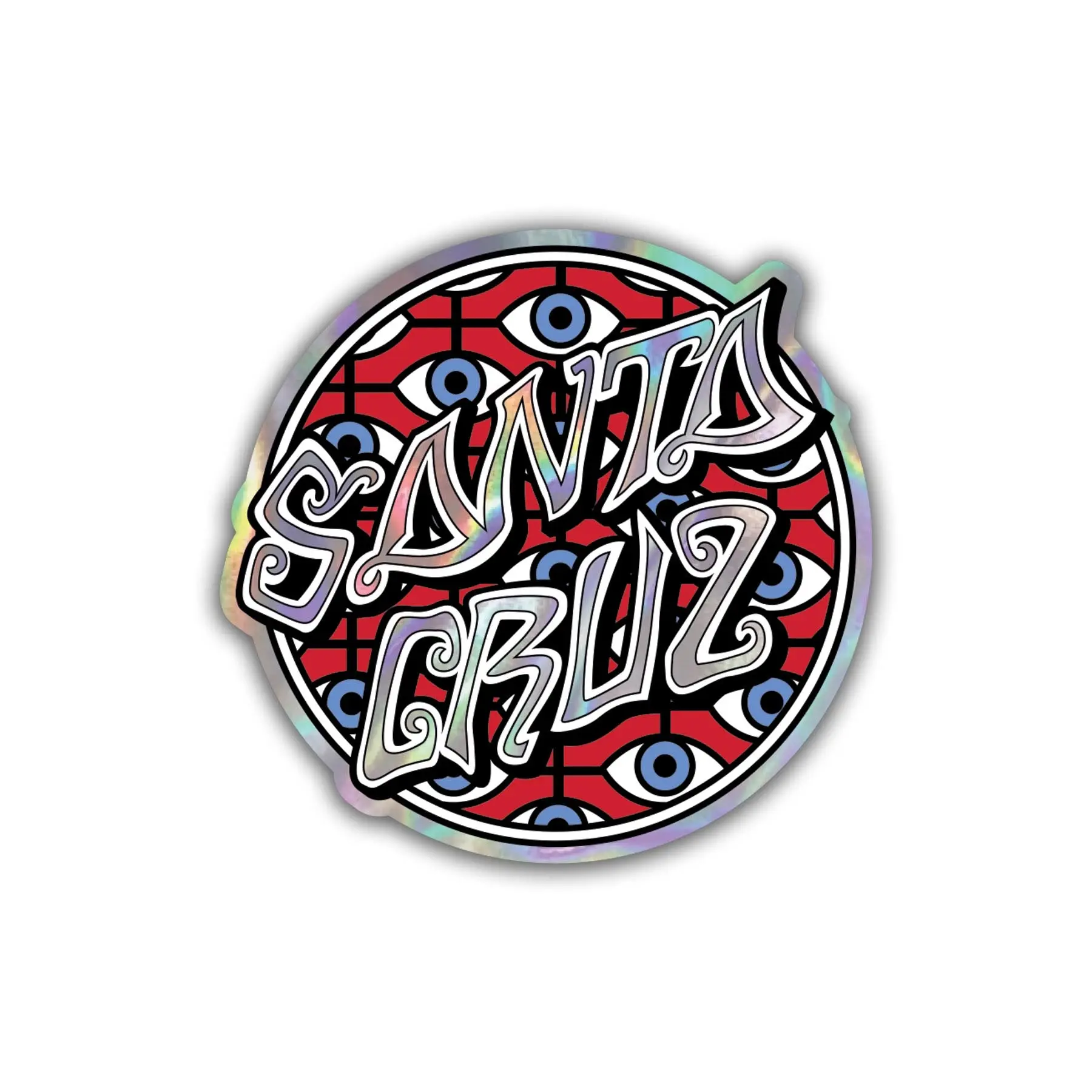 Salba Eyes Dot Holographic Decal Stickers, 3.5in Santa Cruz Design (25 Pack)