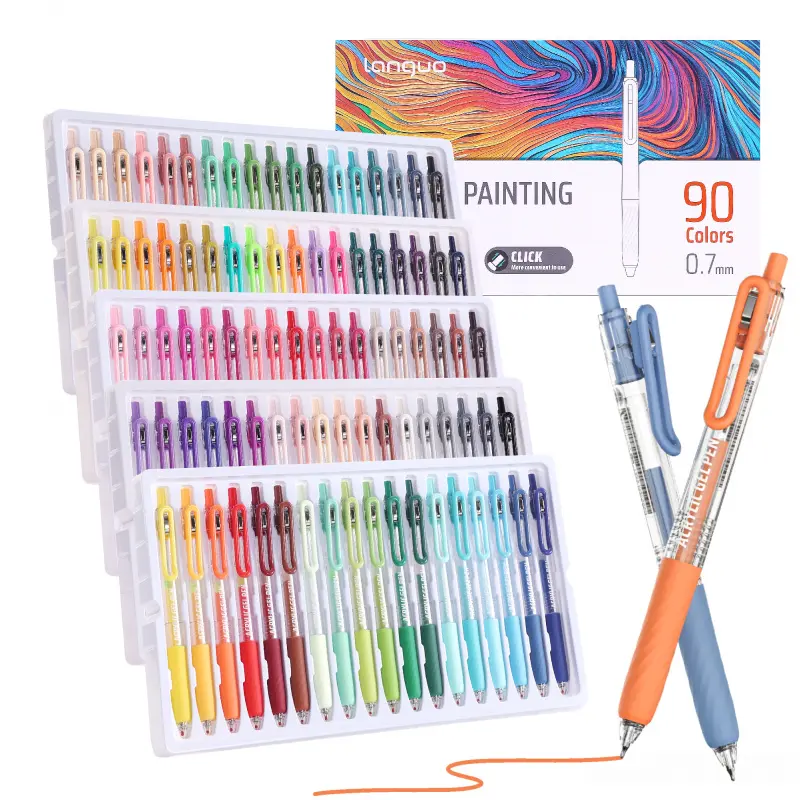 36/54/72/90/144 Colors Acrylic Painting Gel Pen,Retractable 0.7mm Tip,Rich Color Large Capacity Ink Pens,Art Supplie,For Diary,Card,DIY,Coloring, Doodling, Stackable colors, Clip Acrylic Gel Pen