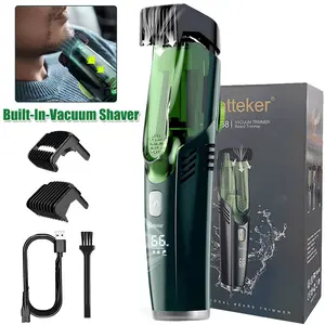 Cordless Beard Trimmer Men Rechargeable Electric Shaver Built-in Vacuum Shaver Clipper for Mustache Sideburns IPX6 Washable Adjustable Length Comb (1-20MM) Electric Beard Trimmer