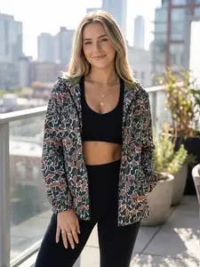 Women's New Spring Fall Trendy Military Camouflage Hooded Jacket Coat,Outerwear with Zipper & Adjustable,Stylish Plain Design