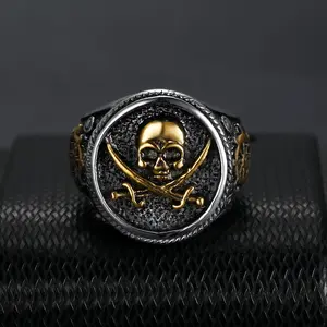 2025 new Pirates of the Caribbean Skull Seal Titanium Steel Men's Ring perfect gift