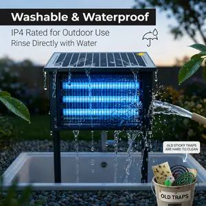 Solar Bug Zapper Light 3-Tube with USB Rechargeable Battery, Hanging or Standing for Mosquito Control, Patio Backyard Garden Porch Camping Outdoor Evening Use