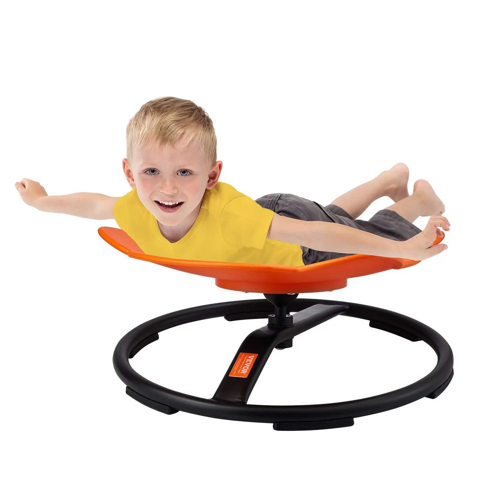 VEVOR Elephant Kids Swivel Chair, 220 LBS Capacity, 360 Spinning Chair, Autistic Kids Sensory Toy Chair with Non-Slip Metal Base, Toddler Sit and Spin Chair for Coordination Balance Focus Orange