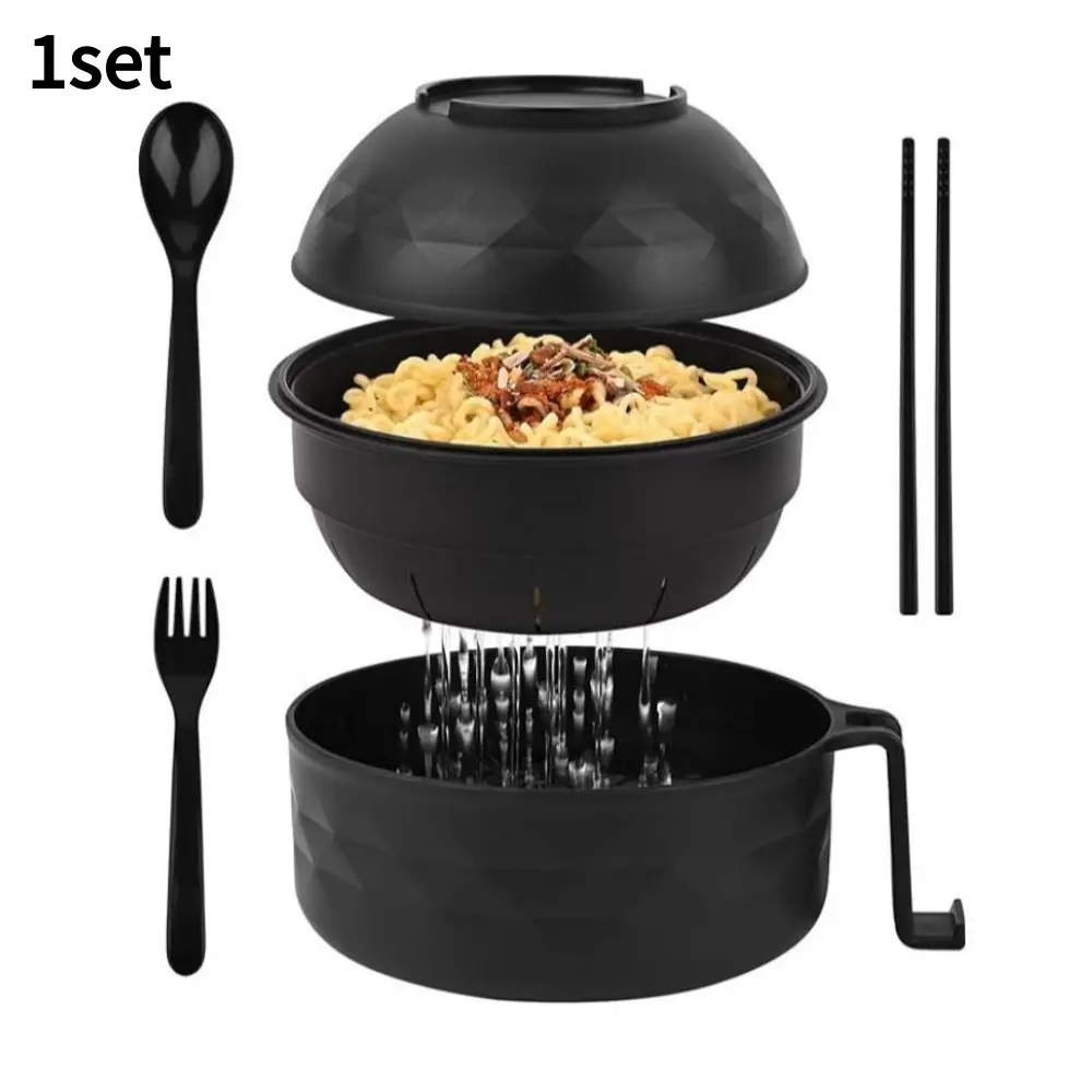 1set Ramen Bowl Set with Chopsticks, Spoon, Fork, Microwave and Dishwasher Safe, Noodle Pot, Tableware, Kitchen Dining Utensils, Dishware Set, Dinnerware Set, Essential Dining Gear for Dorms and Camping