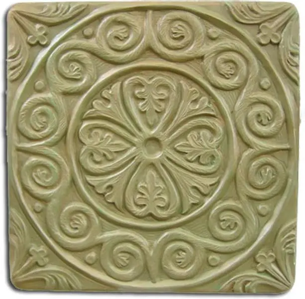 212 MAIN Outdoor Medieval Tile Stepping Stone Molds - Set of 2, Thick Square Garden Accessories, Vintage Mosaic Patio Decor for Stacking, Painted Medieval Look, Model X-MEDTIL8049, Vintage Stone Mosaic