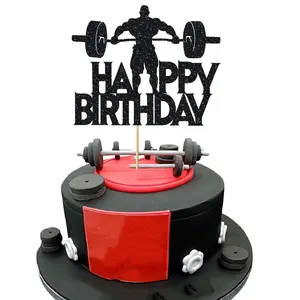 Shiny Fitness Birthday Cake Topper, Bodybuilder Theme Party Decoration, Perfect for Dessert Birthdays