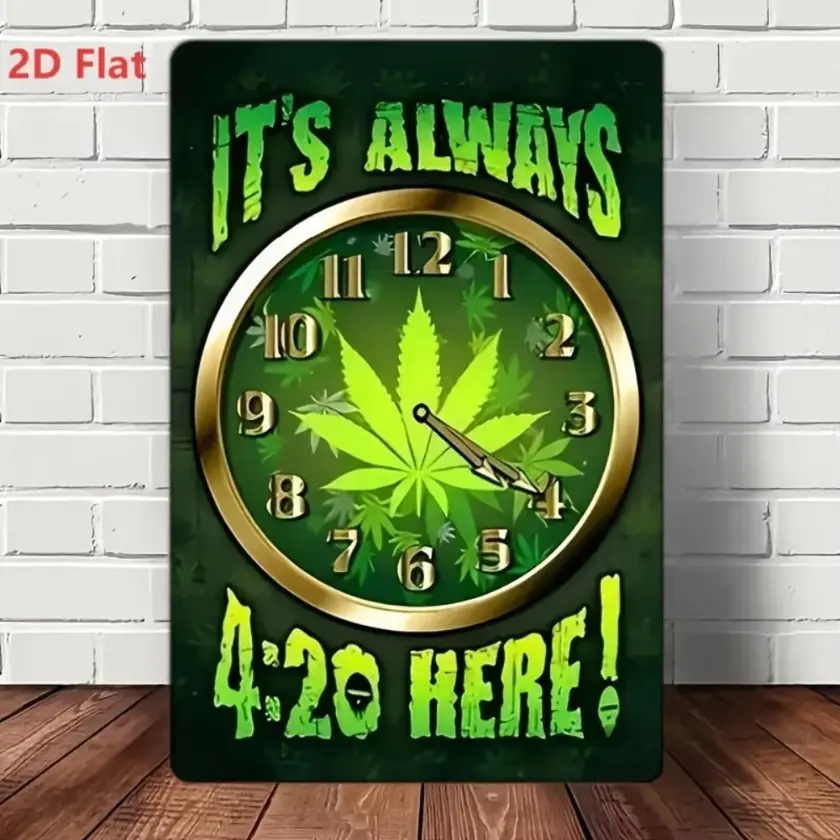 Aluminum Retro 2D Wall Clock Sign for Home Bar Cafe Garage Office Art Decor 4 20 Display