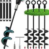 Housolution 18" Trampoline Stakes, 4 Pack Heavy Duty Ground Anchors with Safety Belts, Trampoline Accessories Resist High Wind, Ground Stakes for Camping Tents, Trampolines, Canopies, Swing Set, Shed