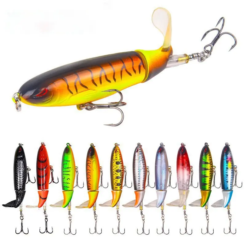 Whopper Plopper Topwater Fishing Lure 10cm 13g/16g Rotating Tail Hard Bait Floating Artificial Lures for Bass Pike Saltwater Freshwater