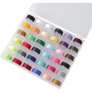 36 count Bobbins and Sewing Threads with Bobbin Case, Sa156 Bobbins Plastic with Case for , Bro-Ther, , Sewing Machine Accessories (Multi-Color)
