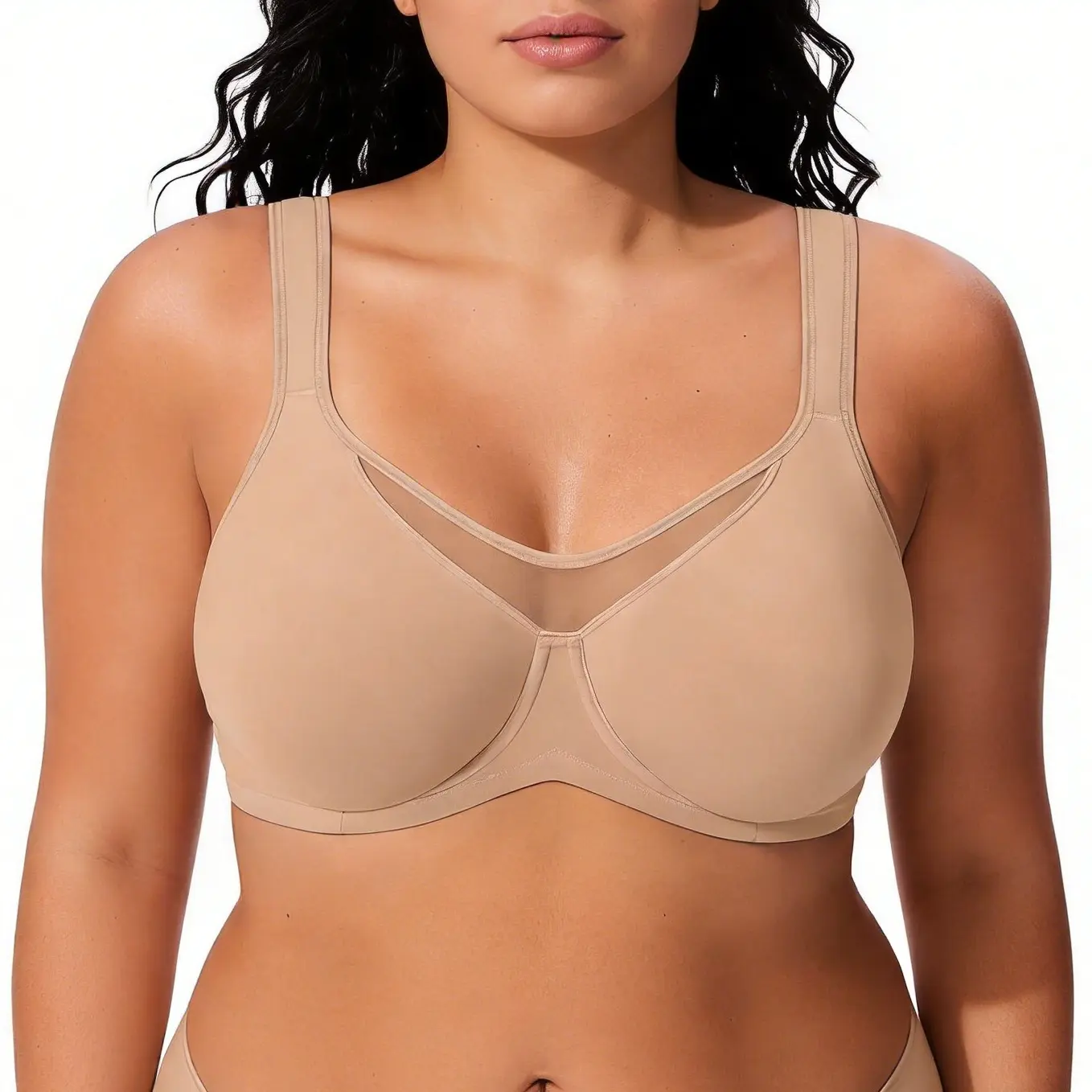 Minimizer Bra Full Coverage Underwire  Supportive Bra Plus Size Non-padded Unpadded Smoothing Wide Strap the Security-Blanket Comfort Bra for Big Busted Women Unlined T-shirt Bra