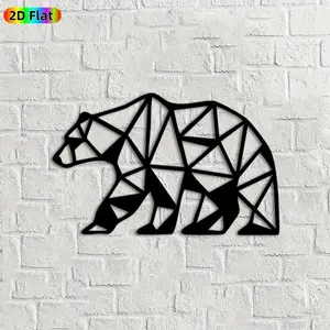 1pc Bear Metal Wall Art,Geometric Bear Statue Mural, Ideal Gift for New Year, Christmas, Animal Decor Enthusiasts, Weather-Resistant Metal Wall Decor Wall Sculptures, Perfect for Living Room Wall & Garden Fence, Unique Home Decor