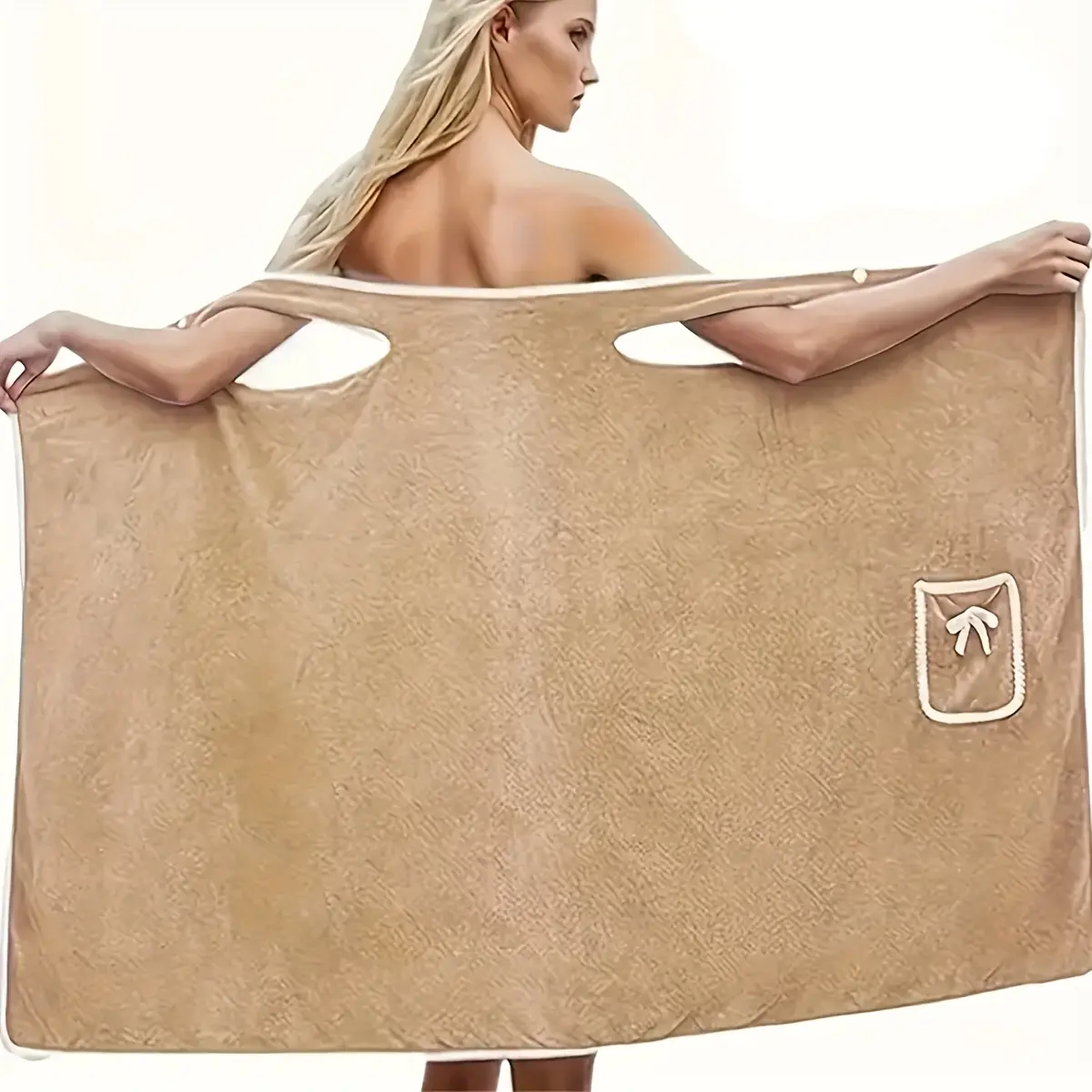 Women's Super Soft Adjustable Wearable Bath Towel with Pockets - Design Beach Towel for Bathroom Use, Beach Swimming & Changing, Home Essentials