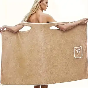 Ladies bath towels, wearable bath towels with pockets, super soft adjustable bathrobes, bathrooms, beach swimming and changing, ideal for household items and beach essentials.