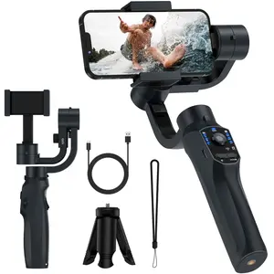 Delpattern 3-Axis Gimbal Stabilizer for Smartphones - Portable & Foldable Phone Stabilizer for Video Recording - Compatible with iPhone & Android - Black - Perfect for Smooth, Steady Shots - 1 Count