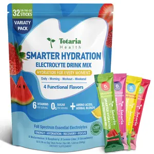 Totaria 4-in-1 Hydration Electrolyte Drink Mix for Morning Focus, Daily Balance, Workout Endurance & Weekend Recovery | 0 Sugar, 0 Calorie, Vegan, Gluten-free, Soy-free
